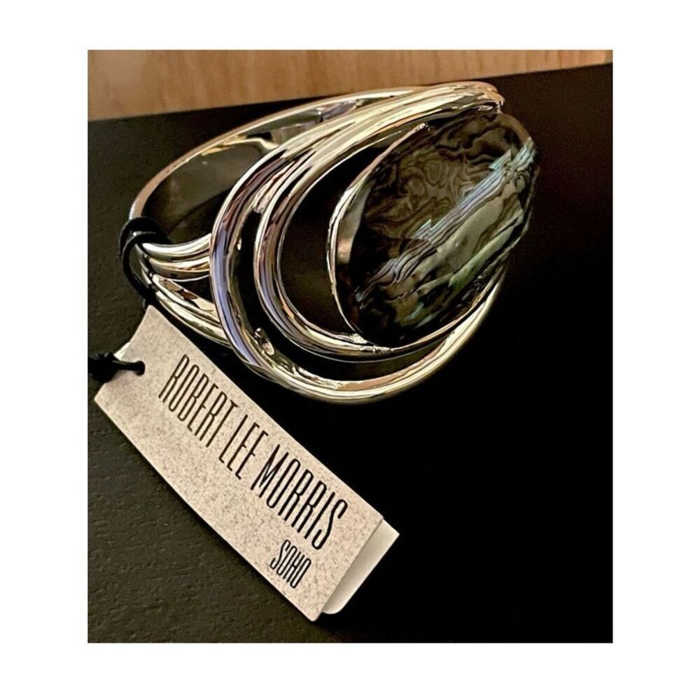 NWT Robert Lee Morris Silver Abalone Hinged Bangle New, So Beautiful!!!
